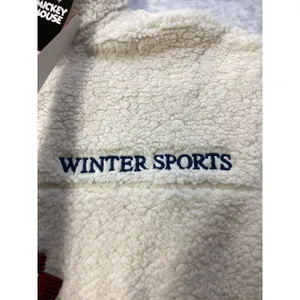 Disney Mickey Mouse Winter Sports Sherpa Fleece Quarter Zip Pullover Off White S thumbnail 3