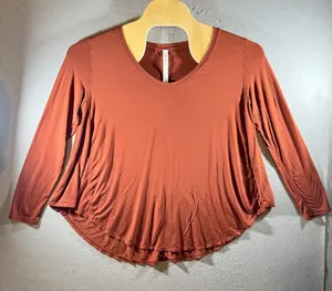 1008 | Lululemon Modal Silk Blend Flowy Scoop Neck Long Sleeve Top Rust Women 10 thumbnail 1