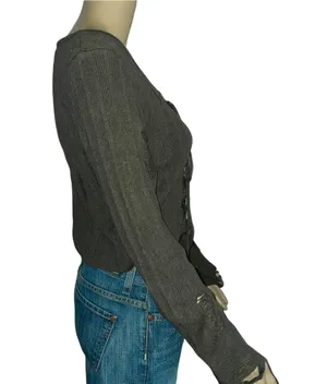 Lace Up Destroyed Cropped Sweater thumbnail 3