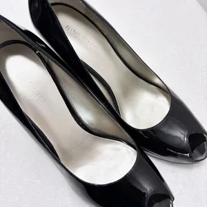 Nine West Black Peep Toe Heels Patent Upper Leather Open Toe Heels Pumps Size 9M thumbnail 6