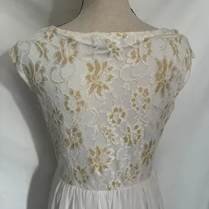 Candalite Glitter Lace Chiffon Maxi Dress Sz S Boho Fairy Flowy Cottage Formal thumbnail 11