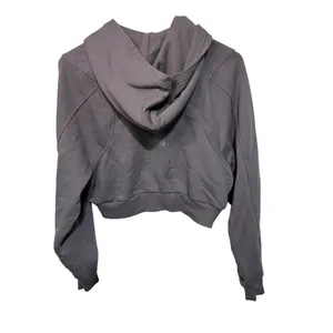 Alo Cropped Hoodie With Full Zip & Hood XS Soft Cotton Blend Charcoal Gray thumbnail 2