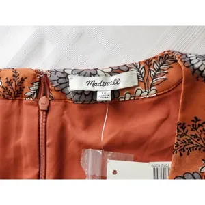 Madewell Sheer-Sleeve Button-Front Midi Dress in Gathered Blooms Rust Size 12 thumbnail 9