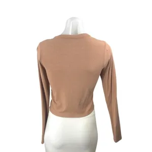 Abercrombie & Fitch Womens Brown Ribbed Knit Long Sleeve Button Up Blouse Top XS thumbnail 3