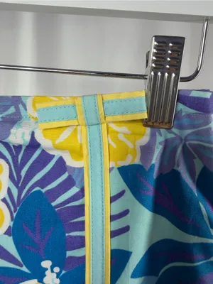 Y2K Vintage Lilly Pulitzer Cotton Floral Tropical Mini Skirt Shorts Blue Yellow thumbnail 3