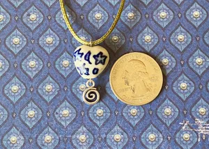 Handmade celestial porcelain heart bead & swirl unique boho fairy whimsical necklace🌙🌀🌟 thumbnail 7