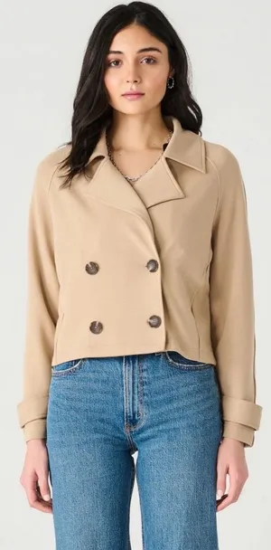 Dex Tan Double Breasted Knit Cropped Blazer Jacket Extra Large NEW Size XL thumbnail 1