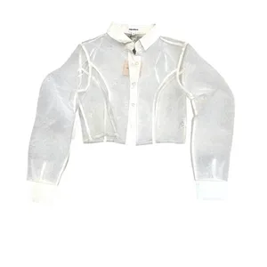 Superdown S Helena sheer button front crop top blouse TLS1 3658 thumbnail 12