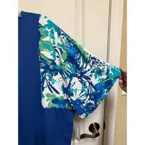 Chico's Spring Paradise Flowy Sleeve Top 20 22 4 Navy Peony Floral NWT thumbnail 8