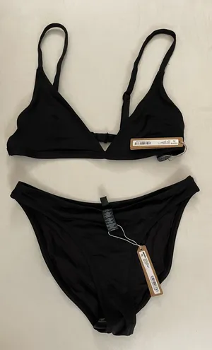 Skims 2Pc SET NWT Adjusted Triangle Bikini Top & Bottoms Black Onyx Size S thumbnail 1