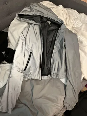 Reflective Cropped Jacket Silver Size M thumbnail 2