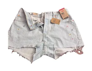 Levi’s 501 Women’s Cut Off Denim Shorts Size W31 Embroidered thumbnail 1
