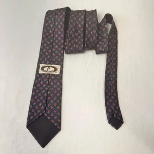 Bert Pulitzer Silk Men's Tie Blue Multicolor Geometric Vintage Classic Office thumbnail 7