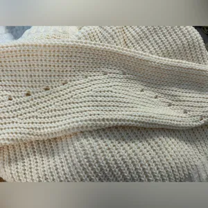 NEW Ivory Crop Top Chunky Oversized Sweater L thumbnail 3