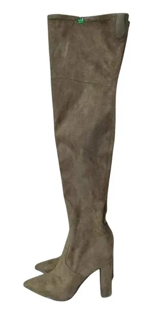 Marc Fisher LTD Uday Tan Suede Pointed Toe Block Heel Boots‎ Size 6.5M thumbnail 1