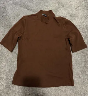 Zara Brown Ribbed Mockneck Tee thumbnail 1