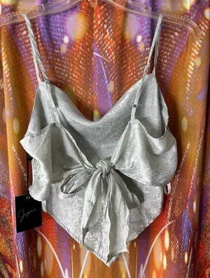 Satin Leopard Print Cami ✨ NWT Silver Size M thumbnail 1