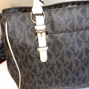 Michael Kors Dark Brown and Tan Logo Tote thumbnail 6
