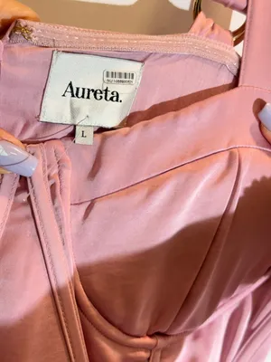 Aureta Showstopper Lilac Satin Corset Sweetheart Strappy Midi Dress Size L thumbnail 8