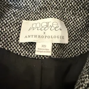 Anthropologie‎ Mare Mare Blazer Women XS Black White Tweed Double Breasted Femme thumbnail 4