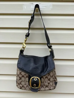 Coach Bleecker Signature Buckle Flap Shoulder Bag Style 11434 Black Brown thumbnail 2