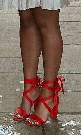 Red Strappy Heels Size 7.5 thumbnail 1