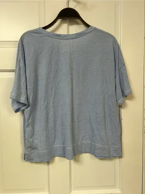 Lauren Ralph Lauren Light Blue & White Striped Short Sleeve Tee thumbnail 3