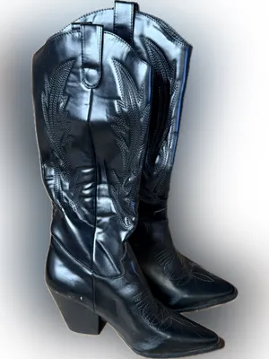 Black Cowboy Boots nwot Size 7 thumbnail 1