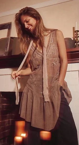 Free People NWT Women's Nightcap Embellished Slip - small thumbnail 1