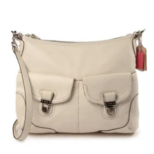 Vtg Coach Poppy Avery hobo/crossbody bag white pebbled leather thumbnail 2