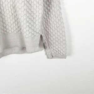 FRENCH CONNECTION Off White Wool Blend Mesh Sleeves Textured Sweater Small thumbnail 7