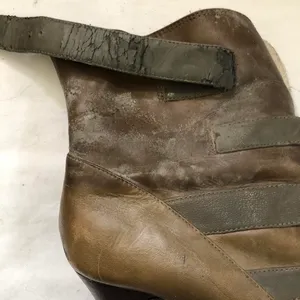 Green Military Style Cadet Ankle Boot Booties Buckles Leather White Faux Fur Lining thumbnail 8