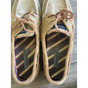 Sperry Top-Sider‎ Boat Shoes Women's 7M Gold Metallic Leather Loafers thumbnail 5