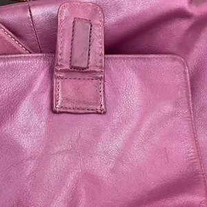 Perlina Magenta Leather Backpack With‎ Flap Drawstring Closure Side Zipper VTG thumbnail 13