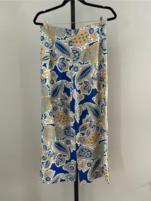 Zara Blue Paisley Floral Boho Palazzo Pants Size Medium thumbnail 2