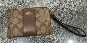 Coach Wristlet Wallet Leather Brown thumbnail 1