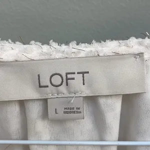 LOFT Cream Ruffled Bib Collar Blouse thumbnail 2