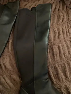 Faux leather and fabric riding boots thumbnail 2