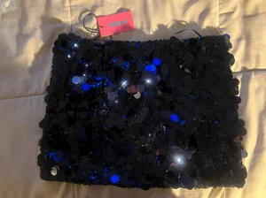 Edikted Mini Navy Sequin Skirt thumbnail 2