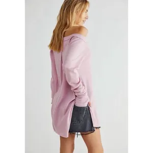 NWT Free People We the Free Oversized Snowy Thermal in‎ Mink Tink Womens Size L thumbnail 2