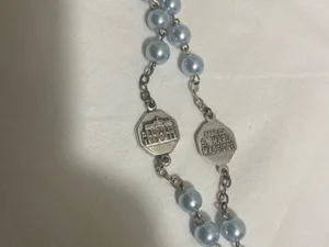 Vintage Basilica San Pietro Blue Faux Pearl Rosary Italy Catholic Prayer Beads thumbnail 9