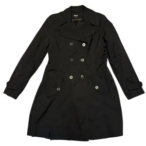 DKNY Women's Black Button Front Trench Coat Size Medium thumbnail 4