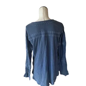 NWOT FREE PEOPLE Crochet Long Sleeve Top In Pacific Coast thumbnail 6