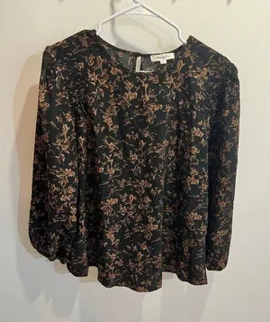 Monday Fun NEW Women Large Floral Blouse Coquette Dainty Romantic Office Chic thumbnail 1