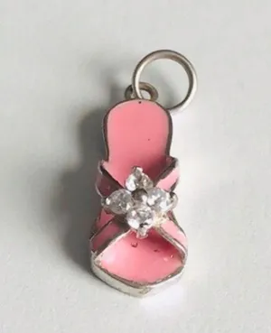 925 Sterling Silver Pink Flip Flop Pendant Charm thumbnail 5