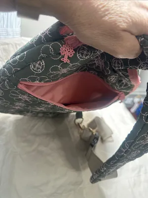 Quilted Olive Green Floral Crossbody Bag with Pink Trim by Oak and Reed. new thumbnail 11