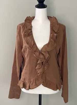 Trousers Etc. Fashion Jacket/Blazer. Size 4. Terracotta w/gold shimmer.‎ Ruffles thumbnail 1