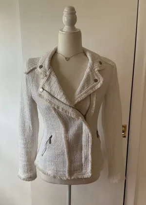 Carolina Belle Montreal Asymmetrical Tweed Zip Jacket- Sz Xsm thumbnail 1