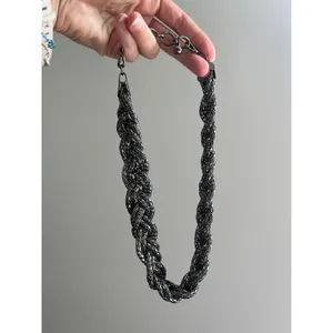 EXPRESS Vintage Y2K Braided Mesh Chain Necklace Statement Women's Cyberpunk Edgy Jewelry thumbnail 2