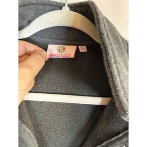 Marley Lilly Pullover Womens XS Heather Gray 1/4 Zip Monogram Initials thumbnail 3
